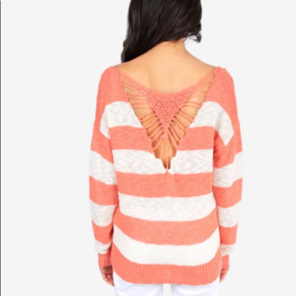 ⭐️Tobi Caught In Action Sweater Peach Stripe - Picture 3 of 8